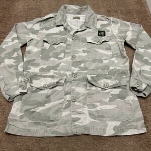 MOTHER The Loose Veteran Wash Desert Print Camo Army Faded Green Jacket Small